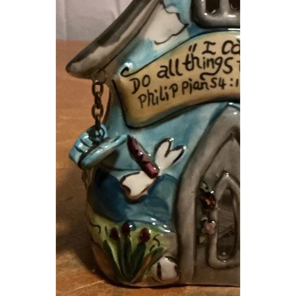 Blue Sky Heather Goldmine  Philippians 4:13 Tea Light Holder